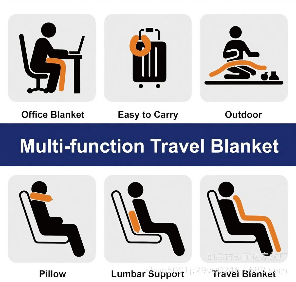 Reisedecke Ultraleicht Warm, Reise Flugzeug Auto Gadgets, Nackenkissen Nackenrolle Dünne Decke Faltbar 3-In-1-Set Fleece, für Reisen, Camping, Büros Zuhause
