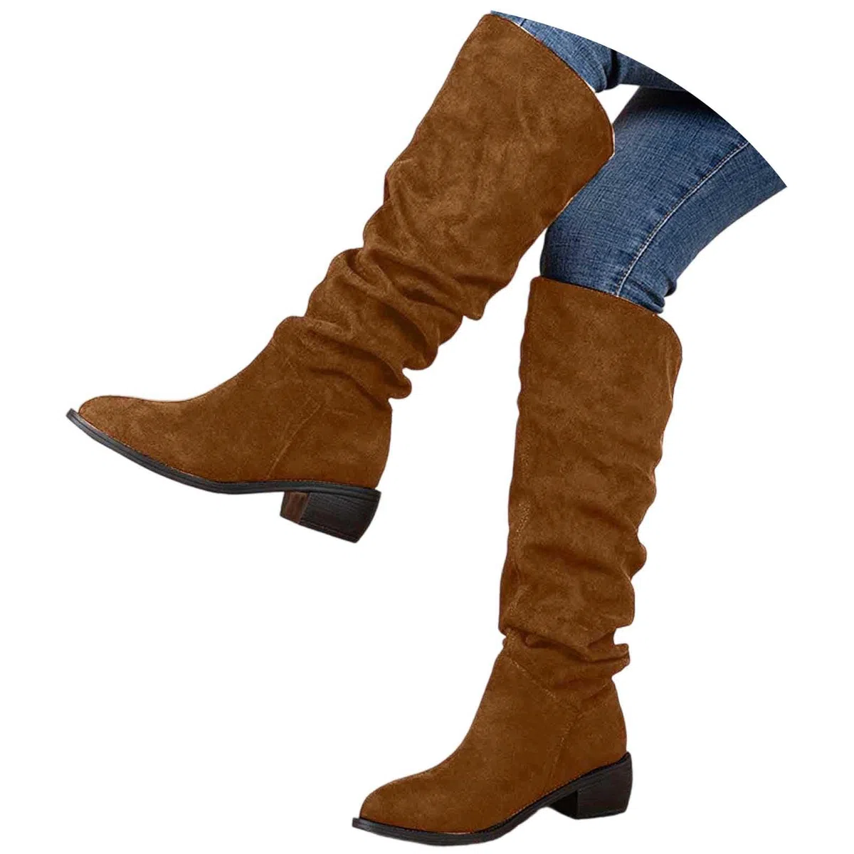 SKFLABOOF Overknees Stiefel Damen - Western Cowboy Boots Mit Absatz Flach Stiefeletten Schuhe Winterboots High Heels Damenstiefeletten Elegant Langschaftstiefel