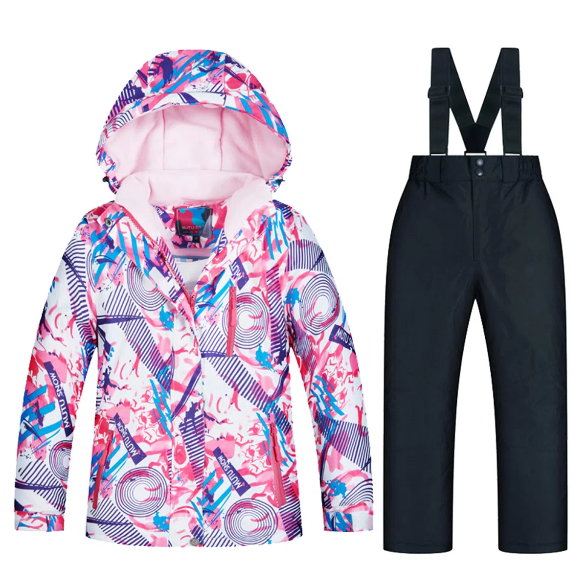 Kinder-Skijacke und Hosen-Set,Kinder Skianzug Mädchen Integrierter Schneefang Fleece gefüttert,für Snowboarden im Winter