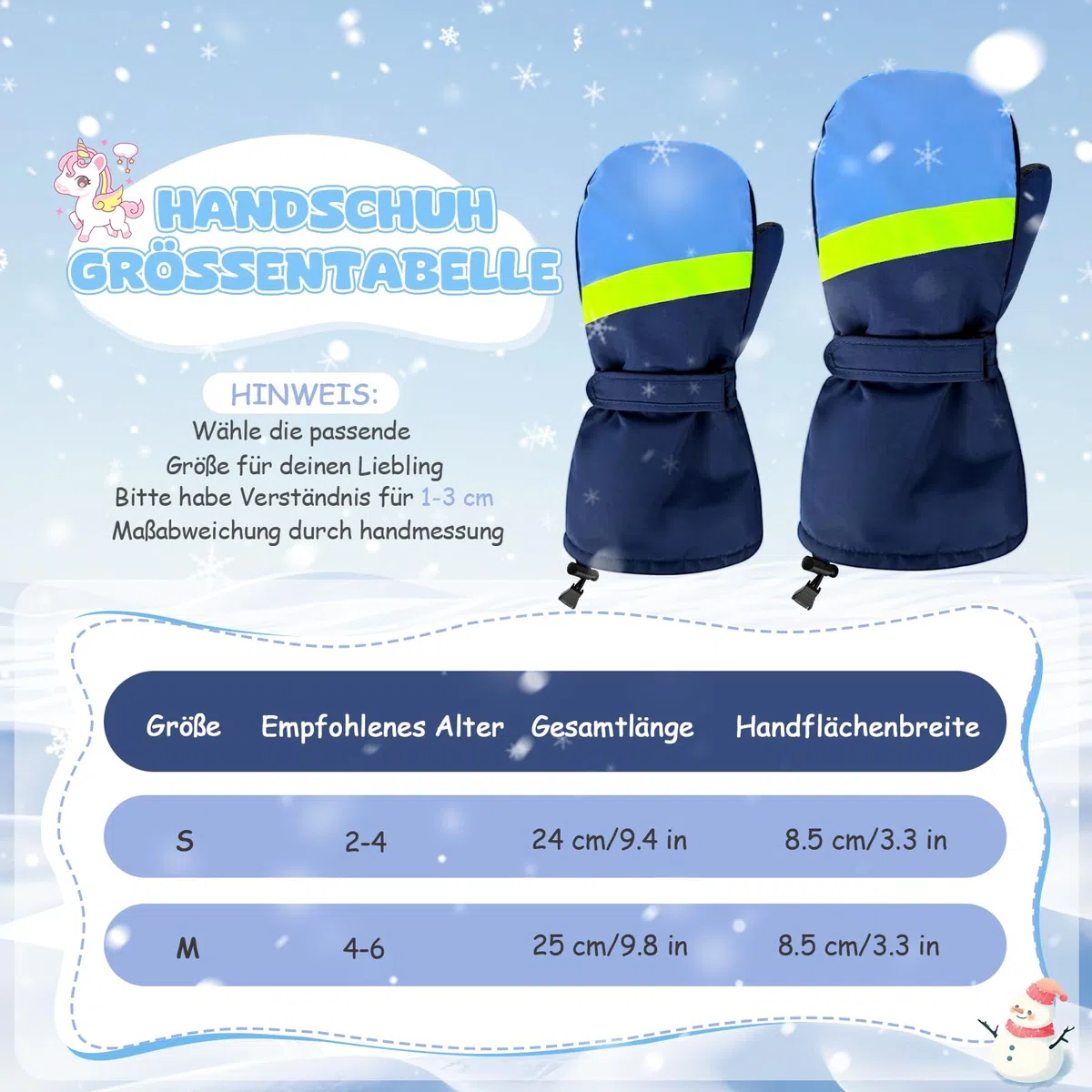 LeapBeast Skihandschuhe Kinder, 2-6 Jahre Handschuhe Kinder wasserdichte, Handschuhe Verstellbaren Bündchen Wintersport, Kinder Fäustlinge für Jungen und Mädchen