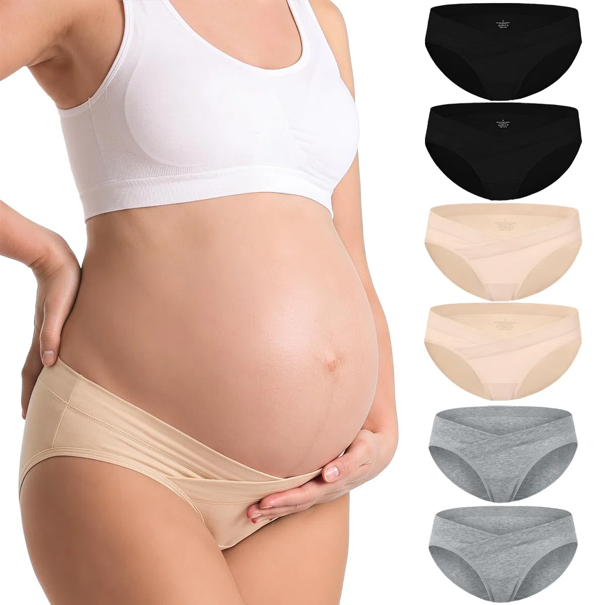 Umstandsunterhosen Damen Umstandsmode Baumwolle für Schwangerschaft und Wochenbett weich atmungsaktiv 6er Pack Postpartum Slip