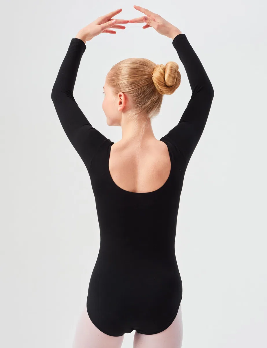 tanzmuster Ballettanzug Mädchen Langarm - Lilly - (Größe 92-170) aus Baumwolle, Ballettbody Kinder Ballett Trikot