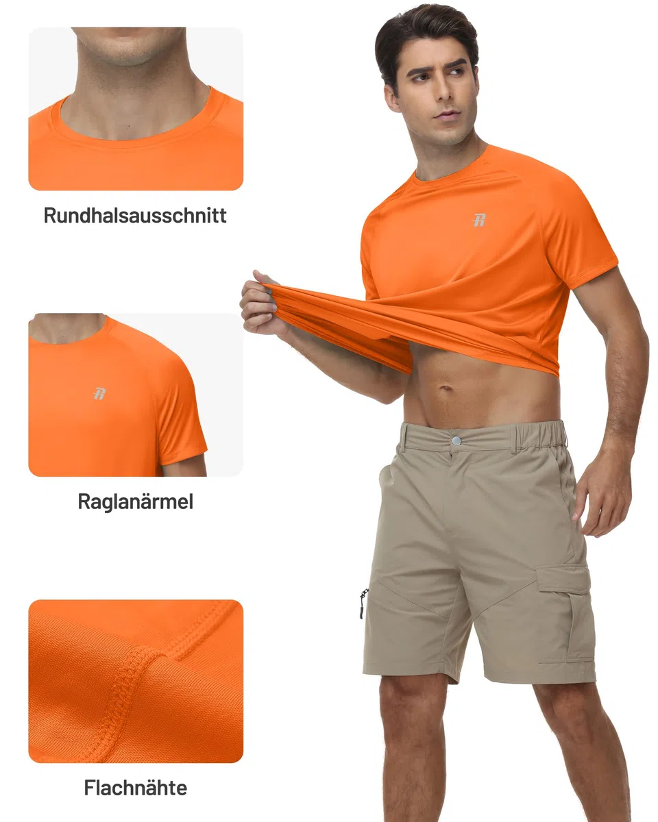 Runhit UV Shirt Herren Kurzarm, Schwimmshirt mit UPF 50+ Sonnenschutz, Schnelltrocknendes Rashguard Atmungsaktives Badeshirt für Wassersport, Surfen und Outdoor