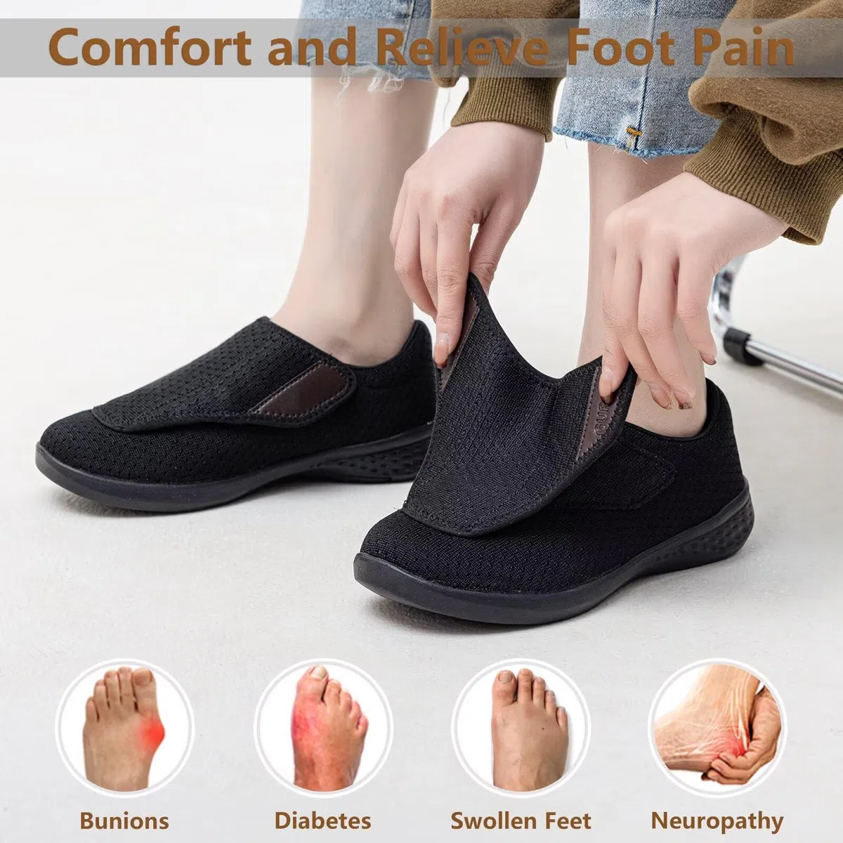Diabetiker Schuhe Damen Herren Geschwollene Orthopädische Hausschuhe Leichte Weit Walkingschuhe