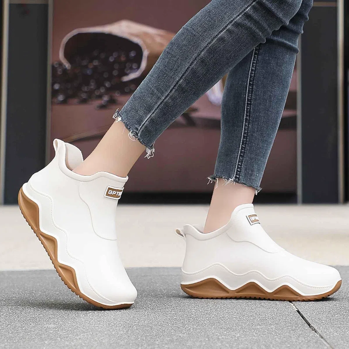 Gummistiefel Damen Rutschfest Bequem Regenstiefel Stiefeletten Outdoor Atmungsaktiv Regenschuhe Gartenschuhe Leicht Wasserdichte Boots Sommer Garten Arbeitsschuhe