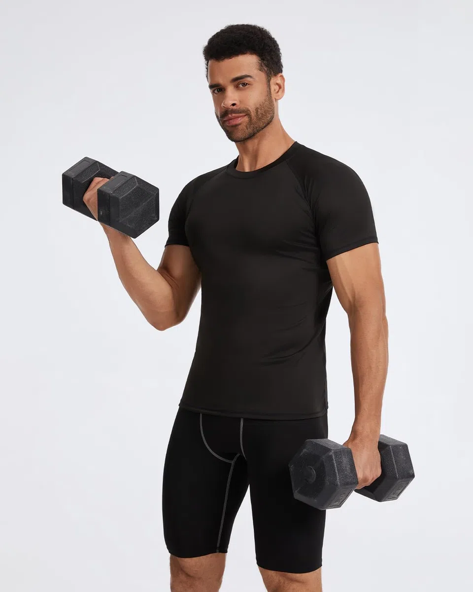 5er Pack Kompressionsshirt Herren Kurzarm,Funktionsshirt Schnelltrocknendes Atmungsaktive Sportshirt Männer Laufshirt für Workout Gym