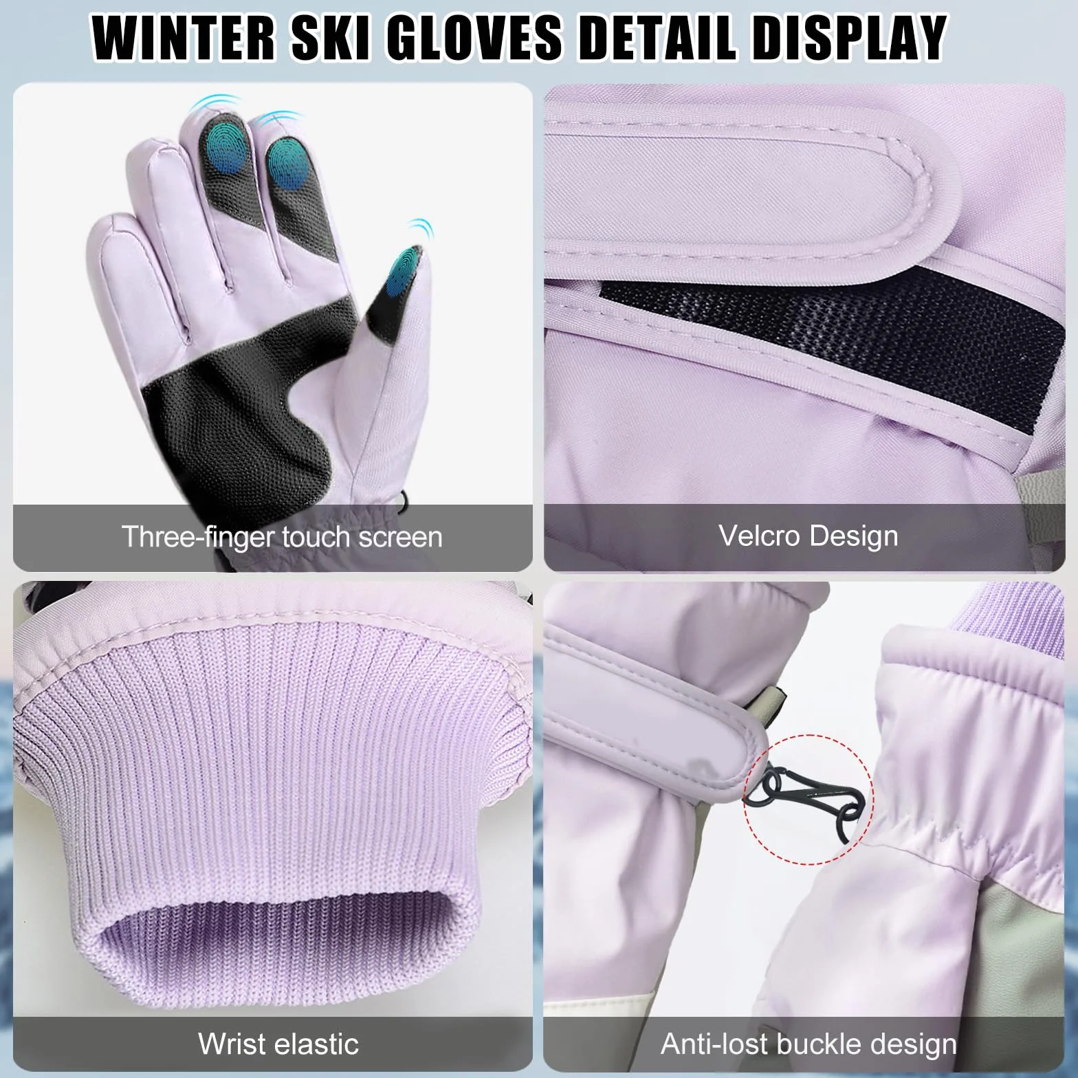 GEEKEO Winter Handschuhe Damen - Wasserdichte Warme Ski Thermo Touchscreen Handschuhe, Winddicht für Fahrrad, Snowboard, Reiten, Eislaufen und Schnee