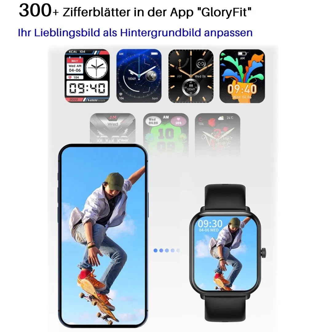 Bliknes X5 Smartwatch 1,96 Zoll für Damen Herren mit Telefonfunktion und Benachrichtigungen, kompatibel mit Android und iOS, Schlafmonitor, Schrittzähler, Fitness Tracker (Beige Gold)