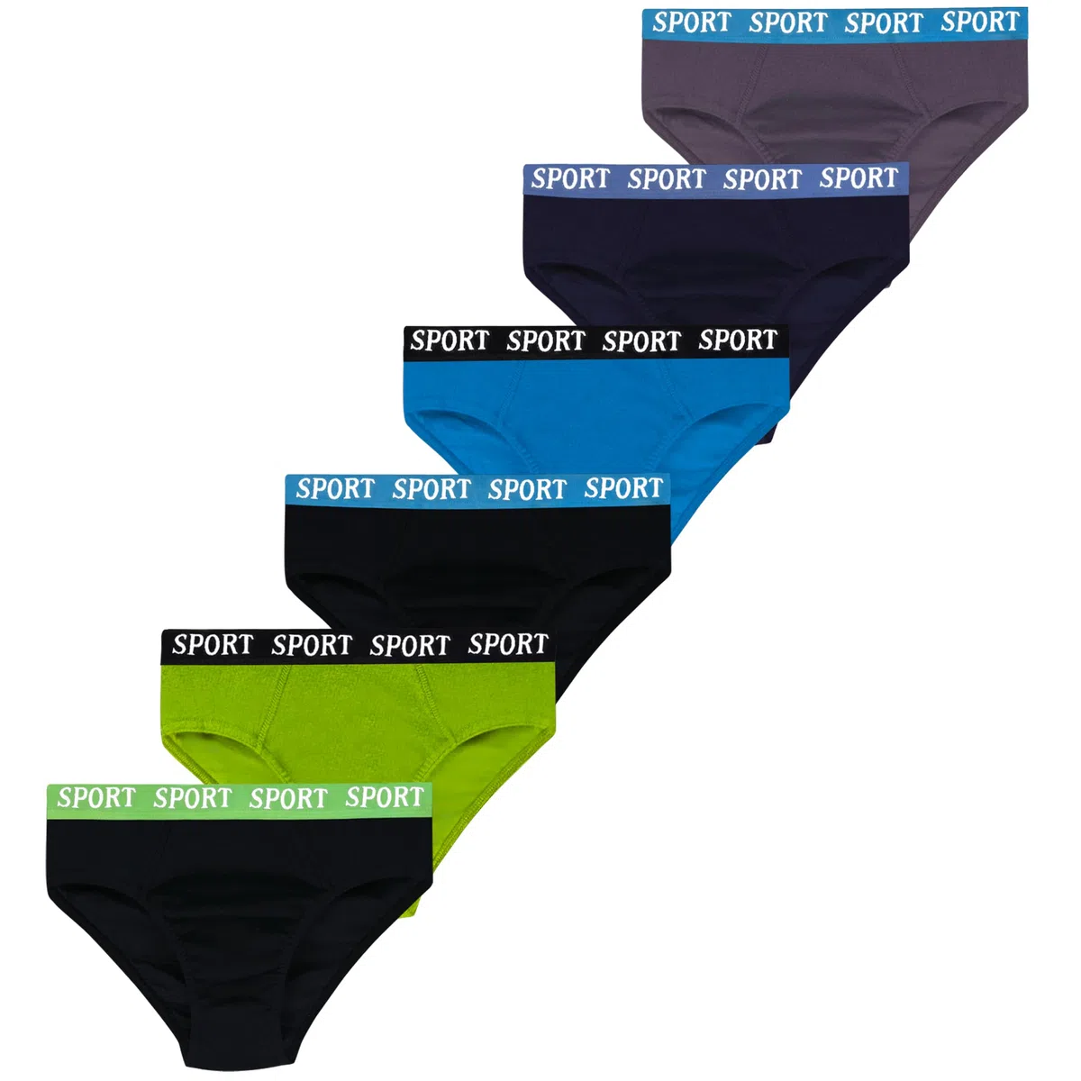 LOREZA ® 6 Pack Jungen Slips aus Baumwolle Unterhosen Sport Gummiband