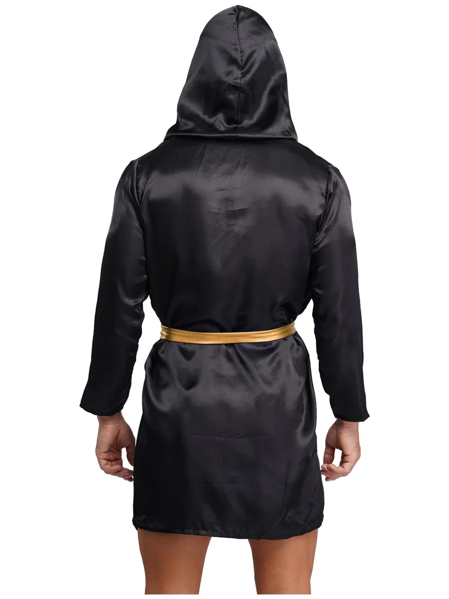 Vxuxlje Satin Boxermantel Herren Jungen Muay Thai Kapuzenjacke Langarm Satin Robe Mit Kapuze Kampfsport Kung Fu Training Workout Outfit Sportanzug