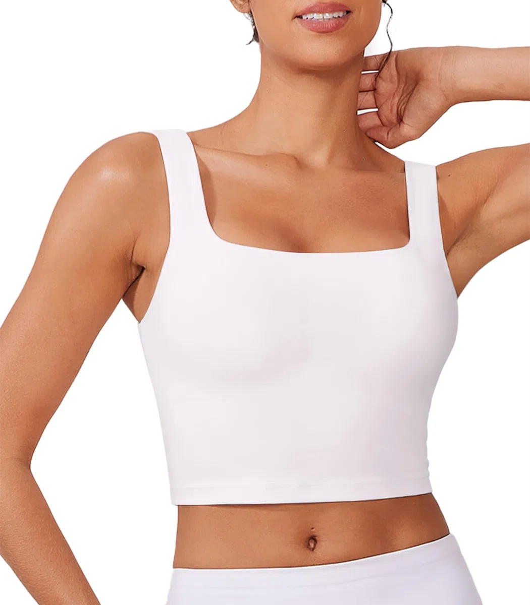 PINSPARK Sport BH Damen U-Rücken Crop Tops Gepolstert Ohne Bügel Sport Tank Top Pilates Yoga Sportbh Atmungsaktive Lauf Fitness Mittlere Intensität Sports Bra