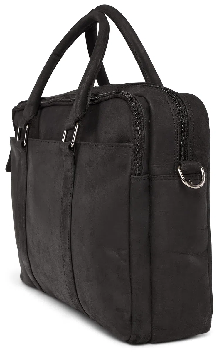 LEABAGS Leder Aktentasche Herren Damen Echtleder Laptoptasche 16 Zoll Umhängetasche Schultergurt Messenger Bag