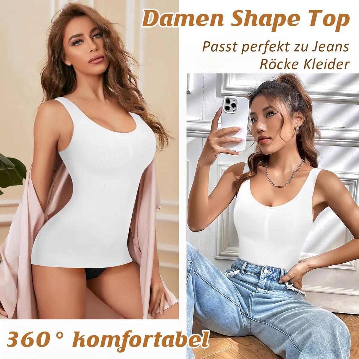 YARRCO Shape Unterhemd Damen Formende Tank Top Bauchweg Shapewear Sport Tanktop Figurformendes Trägertop Body Shaper Hemdchen Nahlos Camisole Shaping Hemd