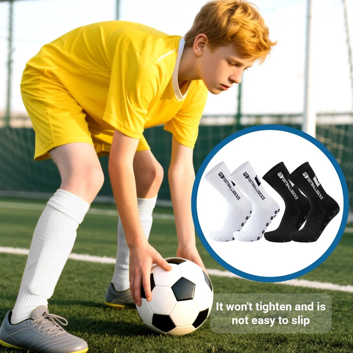Fußball Socken, Sport socken 39-46 Anti Rutsch Grip Fussball Socken Rutschfeste Fußballsocken für Herren Damen Fussball Basketball Laufen Radfahren