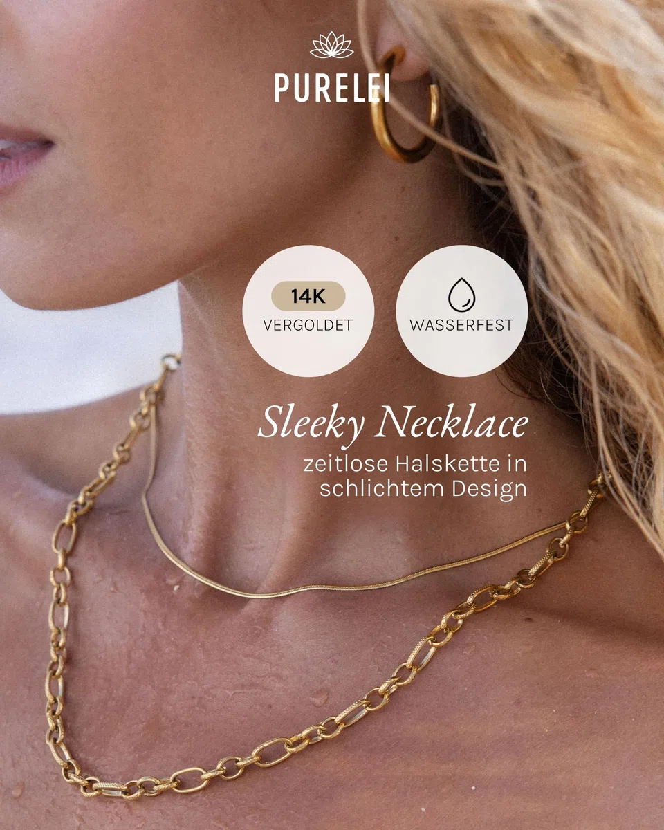 Purelei Sleeky Halskette, Halskette für Frauen aus Edelstahl mit schlichtem Design, Wasserfeste Kette Perfekt für minimalistische Looks, Lange verstellbar 40-45 cm