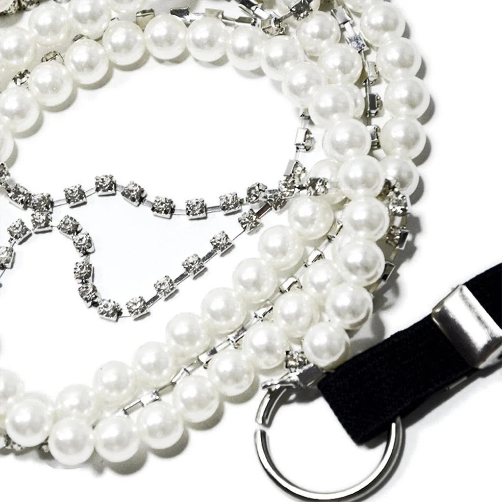 Punk Stil Hosenträger Frauen Y-Form Metall Clips Einstellbare Perle Gurt