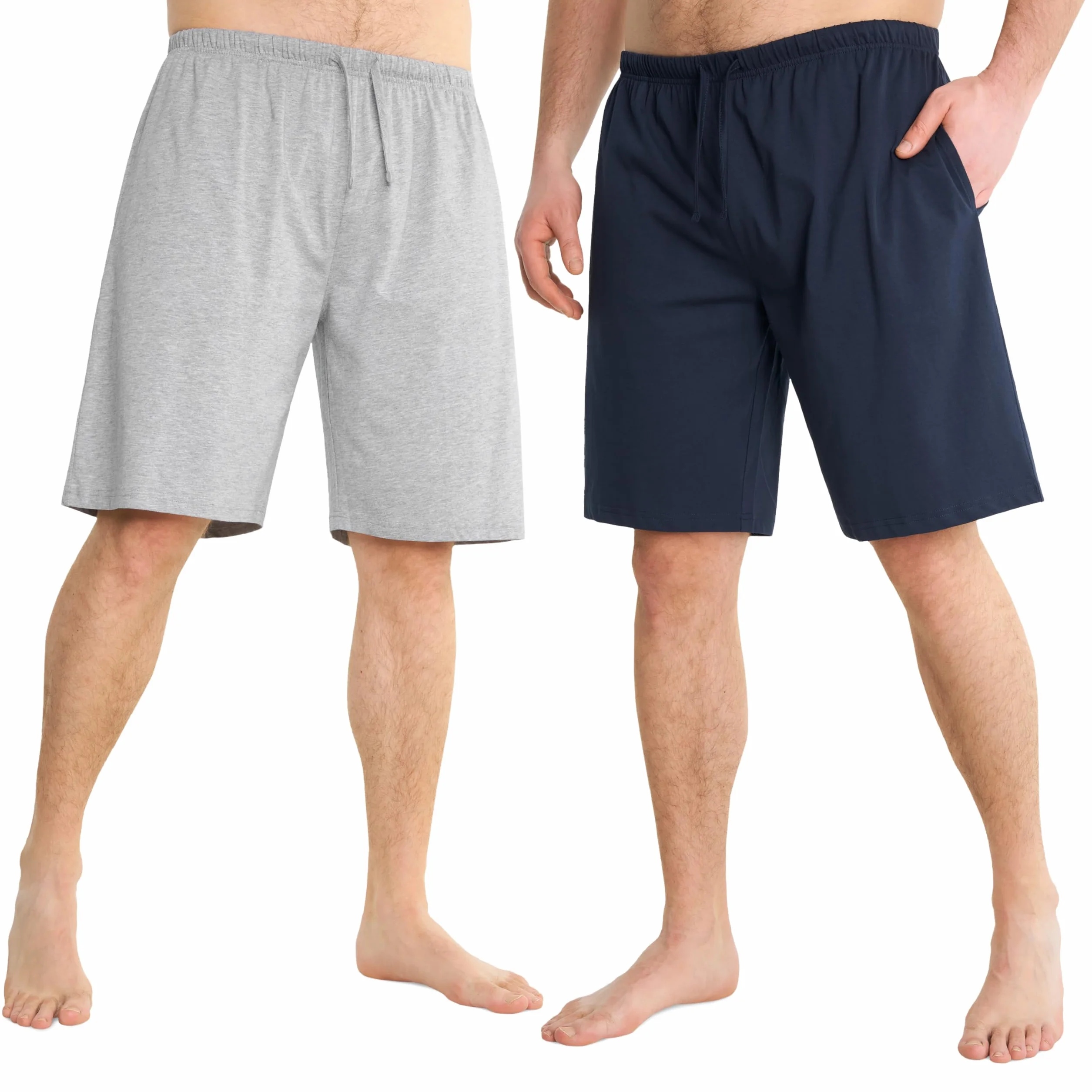 CityComfort Schlafanzug Herren Kurz M-4XL, 2er Pack Pyjama Shorts Herren Sommer mit Gummizug und Taschen, Freizeithose Loungewear, Geschenke für Männer