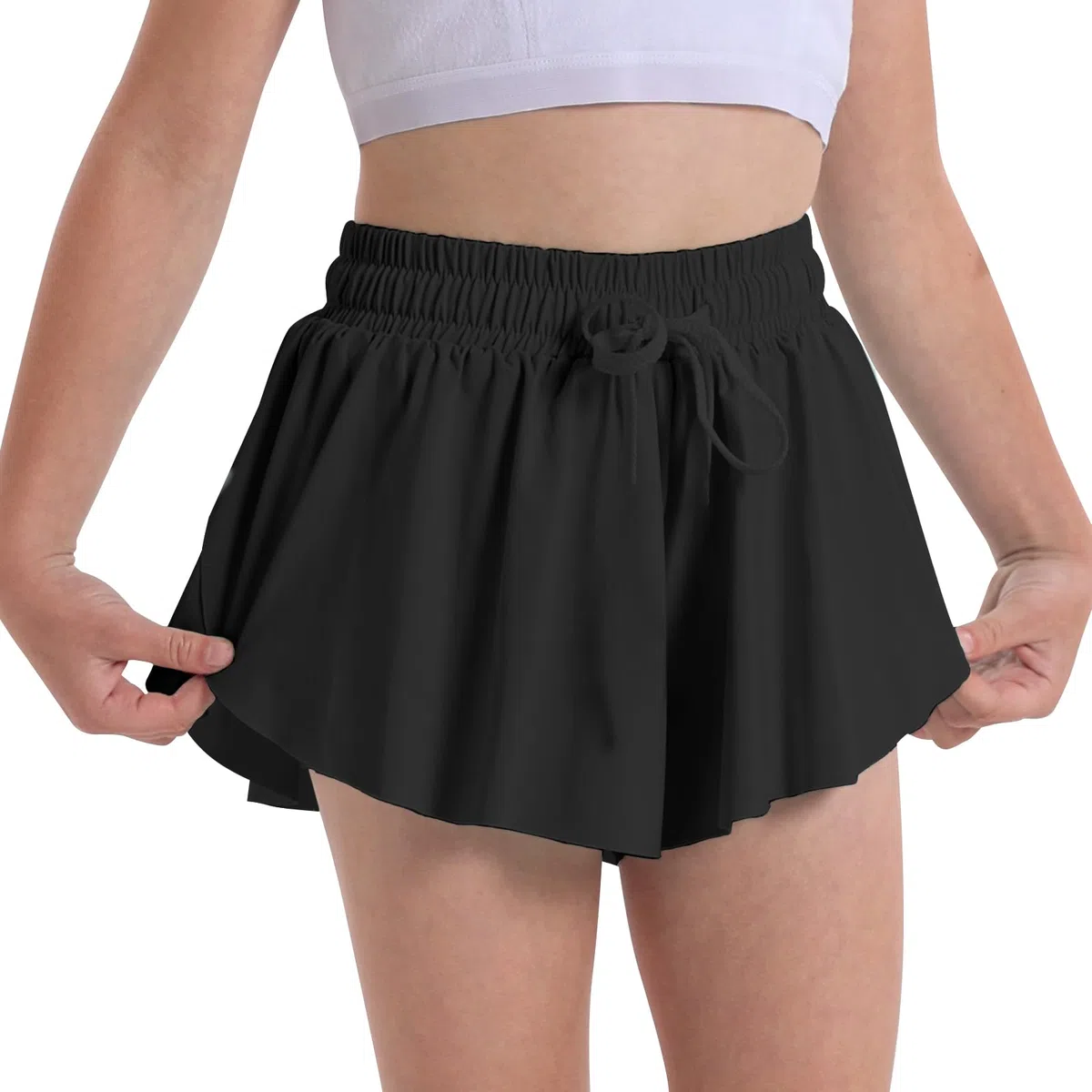 KAKU NANU Flowy Shorts 2-in-1 Röcke und Skorts für Mädchen 5–12 Jahre,6 Farben elastischer Skort mit Tasche Tennis Gymnastik Schule PE Sport