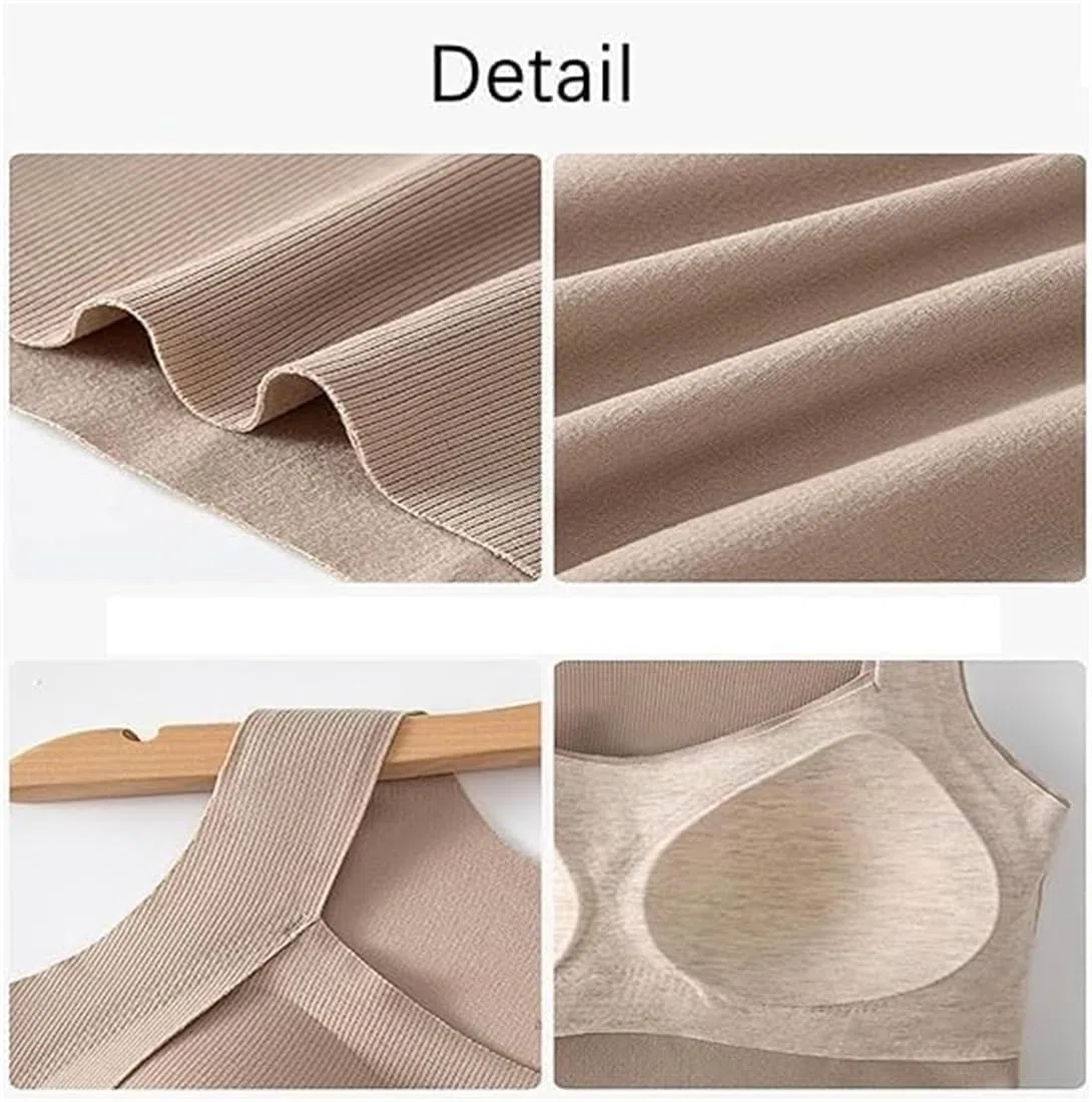 Patiyu Shop Built BH, verdicktes, warmes Tanktop mit Büstenhalter, 2-in-1 wärmende Weste mit integriertem BH, Kaschmir-Pullover-Weste, Patiyu Thermo-Tanktop für Damen mit integriertem BH