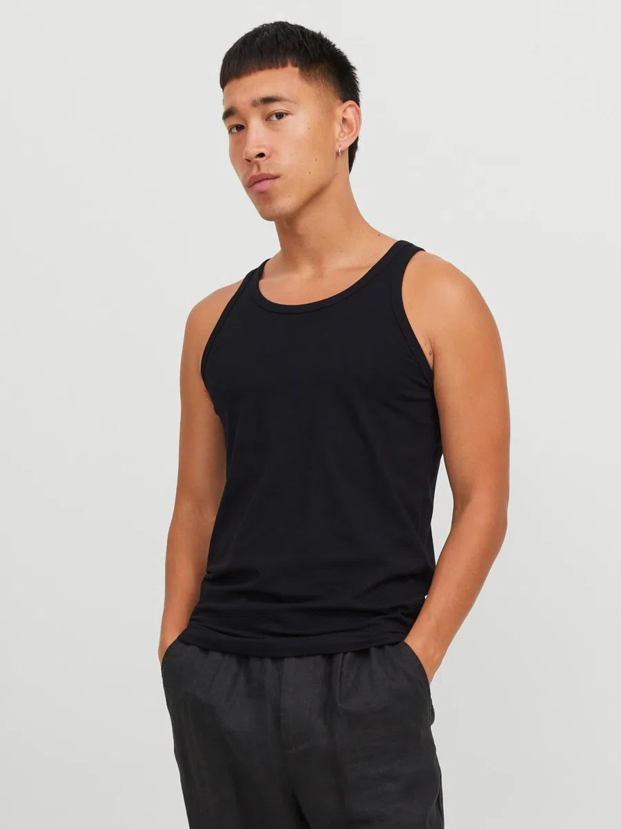 JACK & JONES Male Tanktop 2er-Pack Einfarbig Tanktop