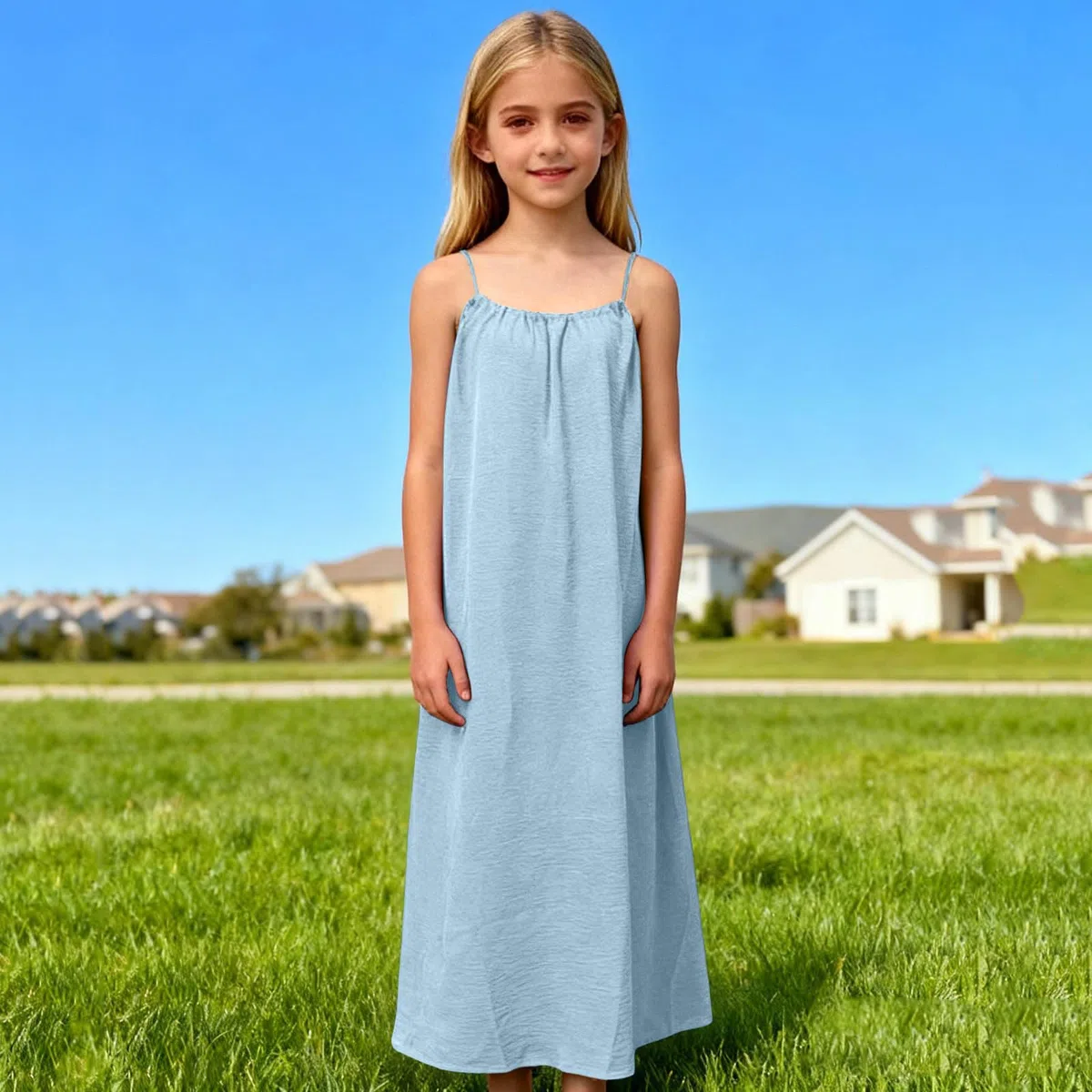 Kleider für Mädchen Baumwolle Sommerkleid Einfarbig Unterkleid Schwarz Kinder Freizeitkleid Elegant Kinderkleider Ärmellos Kleider Rückenfreies Kleid Luftige Mädchenkleid mit Kordelzug 5-13 Jahre