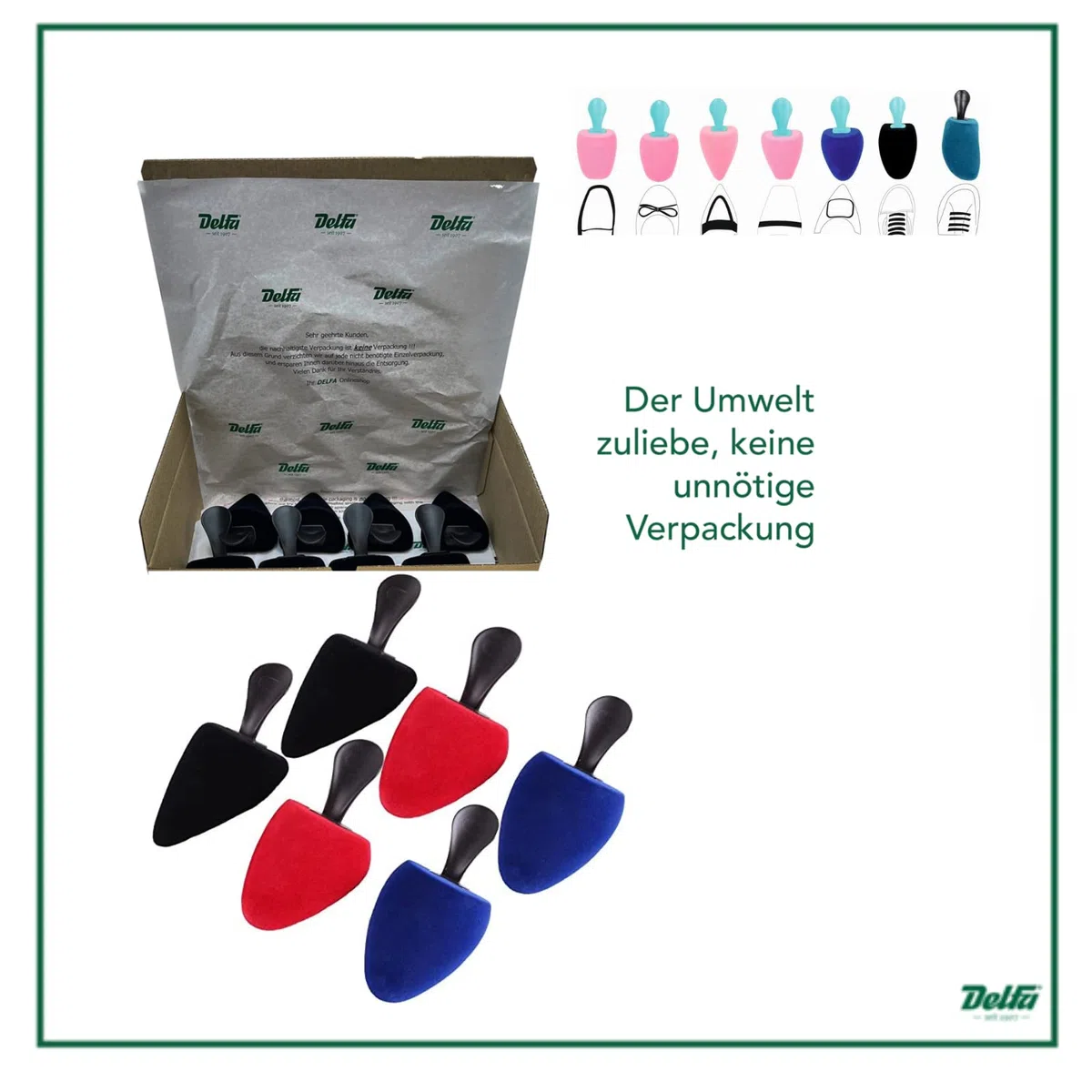 DELFA Samty Schuhspanner - Größe 35-42 - Set zu 3 oder 5 Paar - Schaumstoff Schuhformer Schuhstrecker - für Damen Schuhe