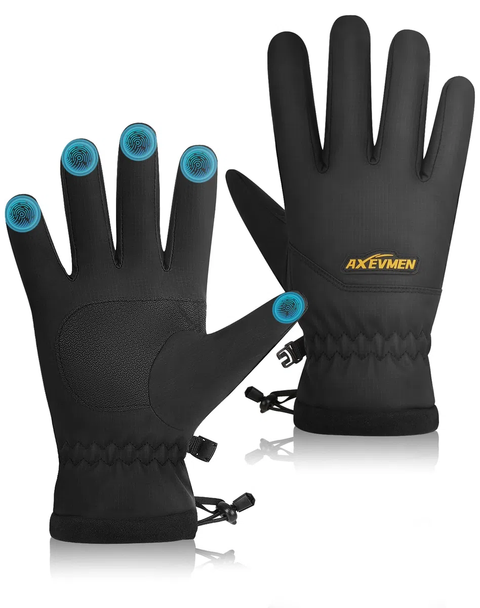 wasserdichte Winterhandschuhe Herren Damen, Thermo Warme Fahrradhandschuhe mit Touchscreen, Plüschfutter, Winddicht & rutschfest für Ski, Outdoor, Laufen Laufen Wandern Plüsch Winter