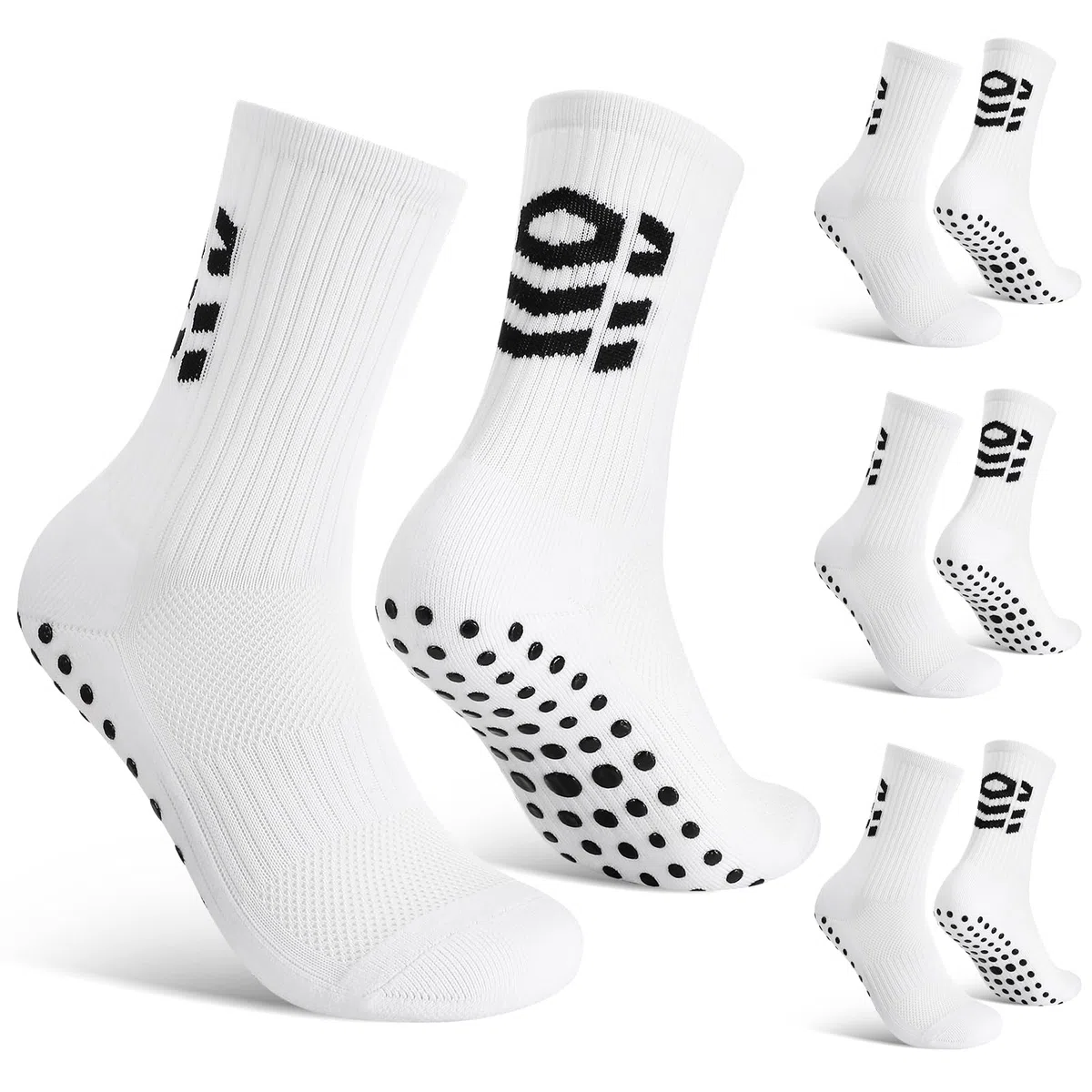 Utensilsto 3 Paar Aniti-Rutsch Fußballsocken für Herren Fussball Socken Mit Gummipunkten für Basketball Laufen Tennis Pilates