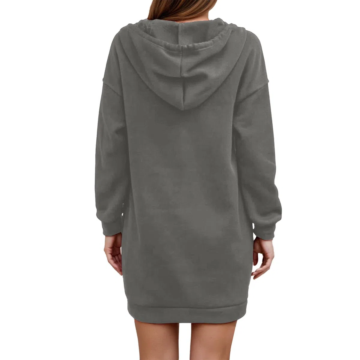 Sweatkleid Damen Große Größen Kapuzenpulloverkleid mit Kapuze Longpullover Einfarbig Hoodie Kleid Langarm Tunikakleid mit Knopfleiste Herbstkleid Elegant Pulloverkleid Winterkleid