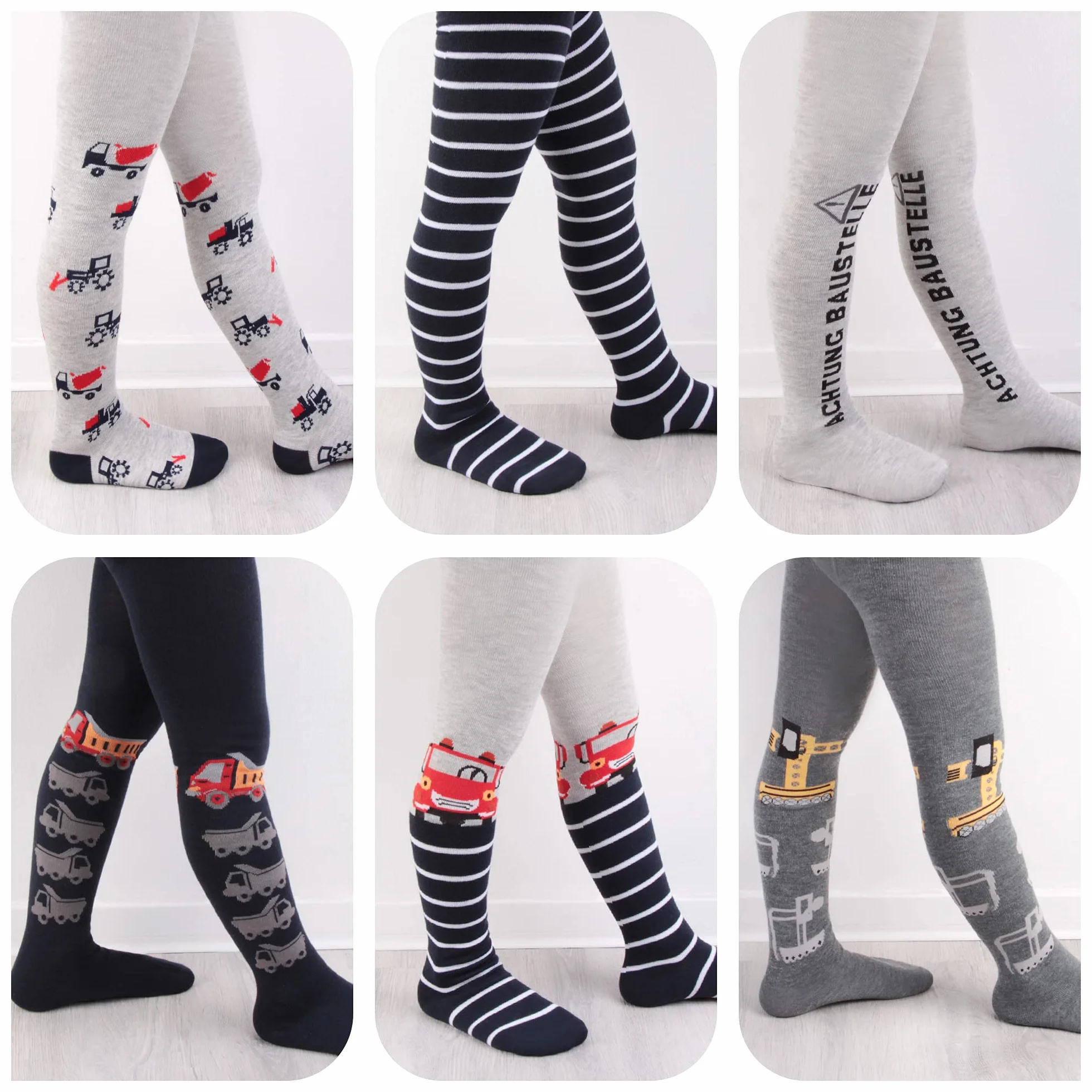 L&K-II 6er Kinder Jungen Strumpfhose Strickstrumpfhose mehrfarbig 2734