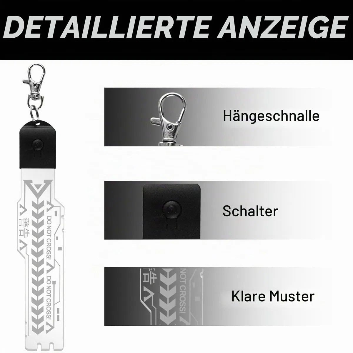 Marikito Punk Anhänger,Techwear accessoires, USB-aufladbar, sieben Farben und drei Lichtmodi, perfekt für techwear maske, Kostüme und Rucksäcke