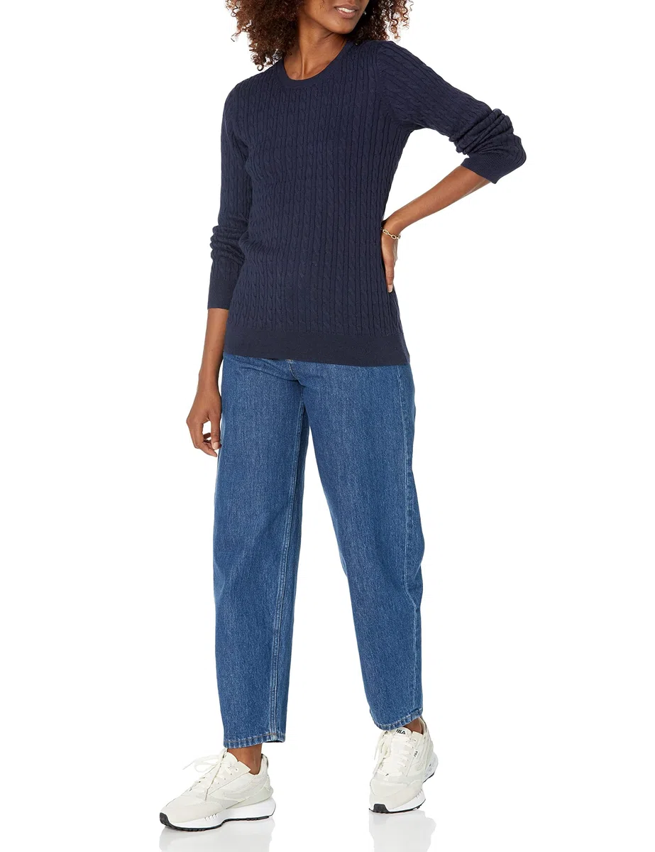 Amazon Essentials Damen Leichter Langarmpullover Mit Zopfmuster