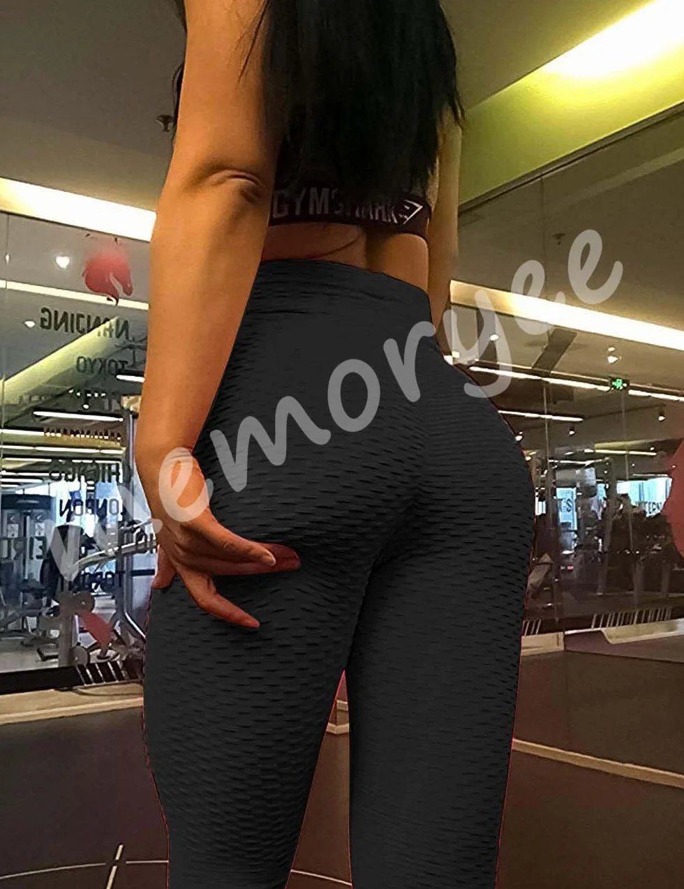 Memoryee Damen Honeycomb Leggings Geraffte Hintern Heben Hohe Taille Push Up Boom Booty Sport Leggings mit Bauchkontrolle Plus Größe Blickdichte Dehnbare Gym Yogahosen