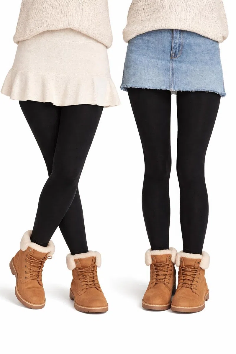 2 Kinder Thermo Leggings oder Thermostrumpfhosen mit flauschigem Innenfleece 110/116 bis 146/152