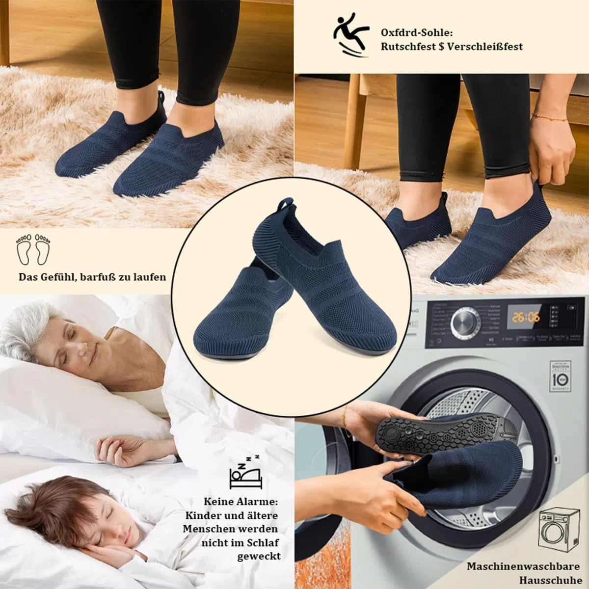 KOWAYI Hausschuhe Herren Haussocken Damen Leichte Geschlossene Hüttenschuhe Atmungsaktive Slipper Cozy Pantoffeln Unisex Barfußschuhe