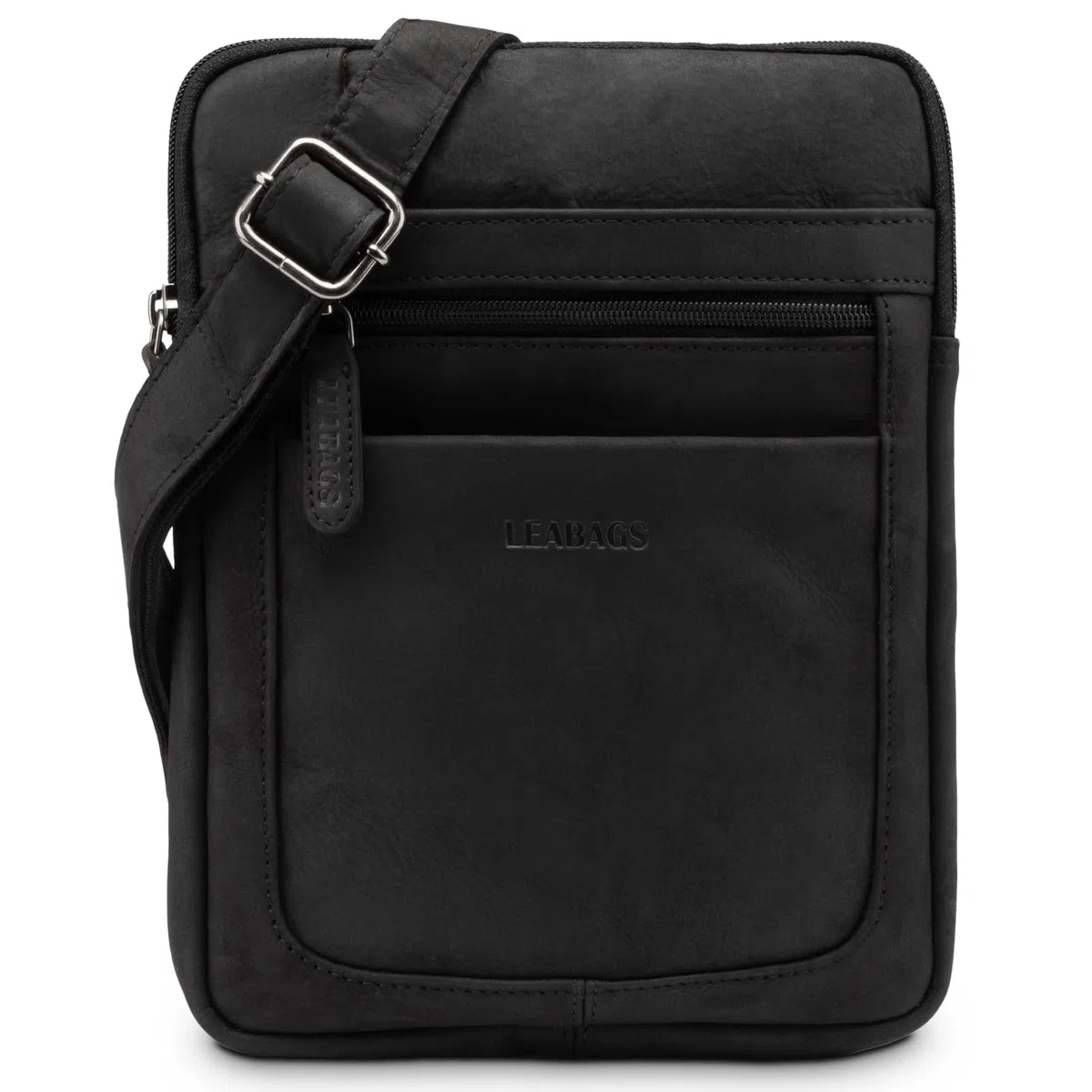 LEABAGS Detroit Umhängetasche Herren Leder 21x26 cm Mini Crossbody Tasche mit Reißverschluss