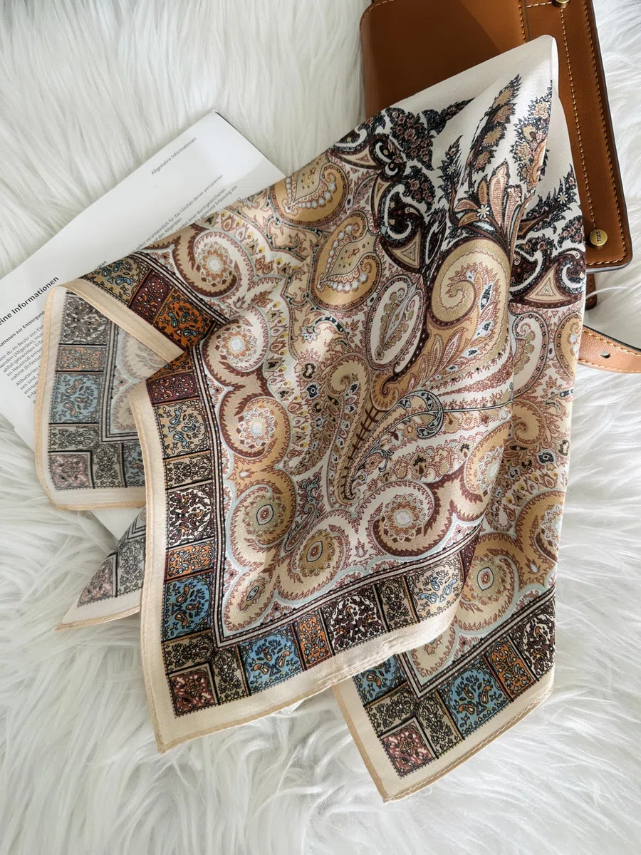 Generisch 100% Reine Maulbeerseide Seidentuch Damen 53x53cm, Eleganter Seidenschal & Halstuch aus Seide, Quadratisches Kopftuch, Bandana, Taschen-Accessoire, Geschenk