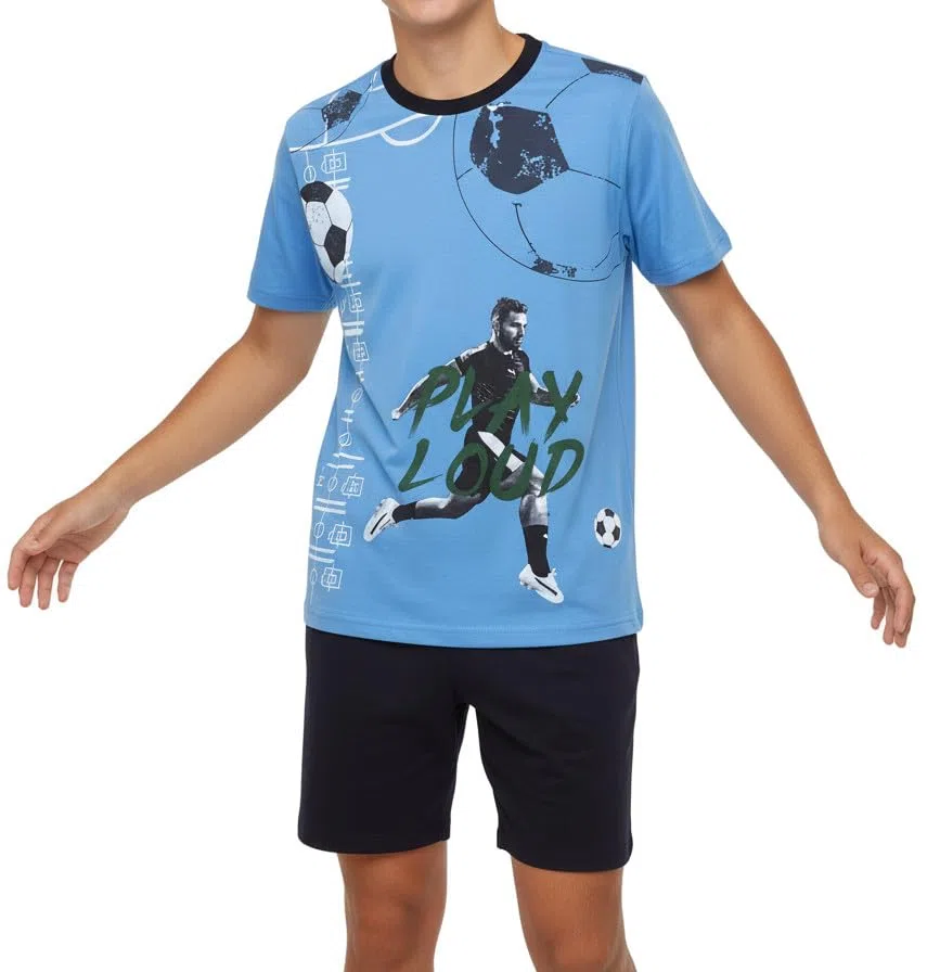 Jungen Schlafanzug kurz, weicher Single-Jersey aus 100% Baumwolle und mit Hose in Bermuda Form