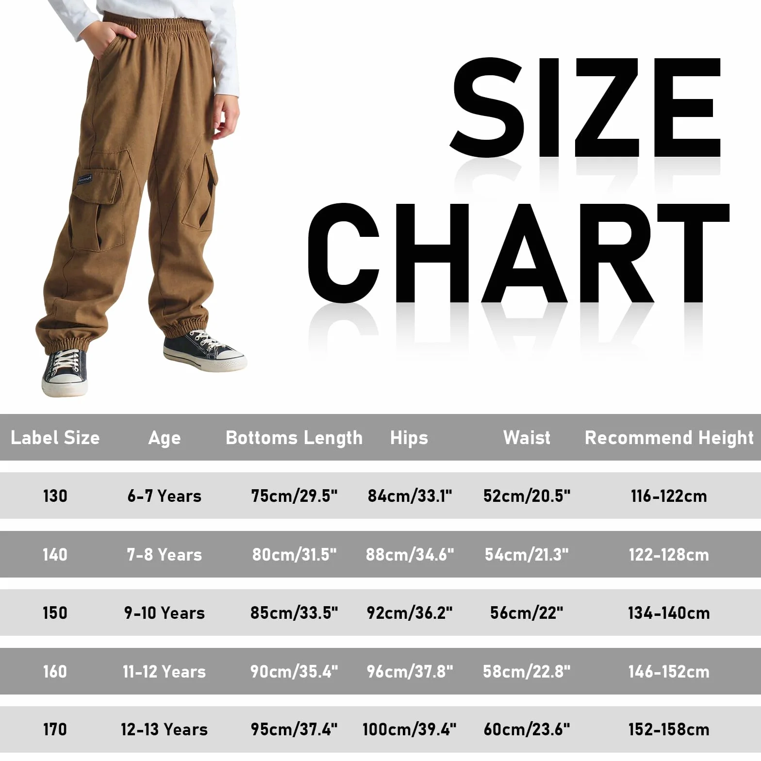 Cargohose Jungen Kinder Jogginghose Weich Atmungsaktiv Elastische Taille Cargo Jogger Hose mit Taschen Streetwear Sporthose Freizeithose für Frühling Herbst 6-13 Jahre, Gr.116-158