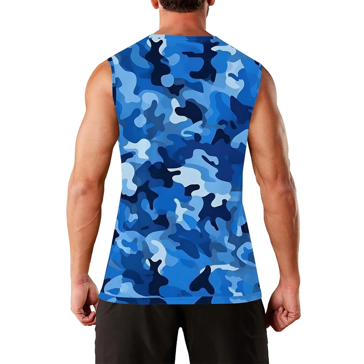 Camouflage-Tanktop für Herren, leicht, Sommer, Rundhalsausschnitt, athletisches Workout, Laufen, Camouflage-Weste, Sommer, Muskel-T-Shirt, modisch, lässiges T-Shirt