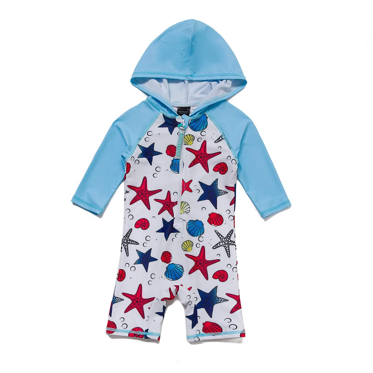 BONVERANO Baby Junge EIN stück 3/4 der ärmellänge UV-Schutz 50+ Badeanzug MIT Kapuze Reißverschluss
