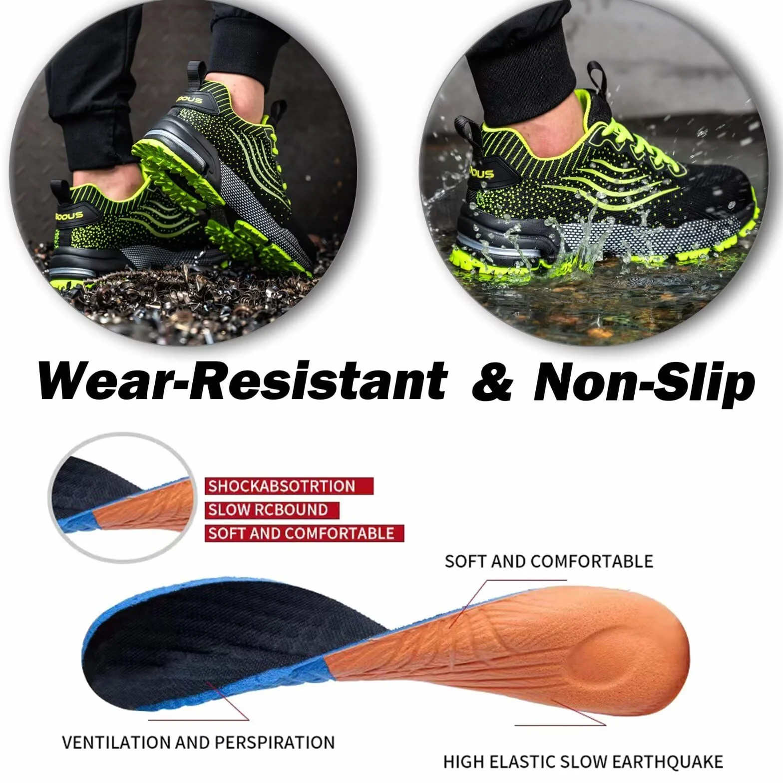 ISOOUS Sicherheitsschuhe Herren Damen Arbeitsschuhe Leicht Atmungsaktiv rutschfest Stahlkappe Schutzschuhe