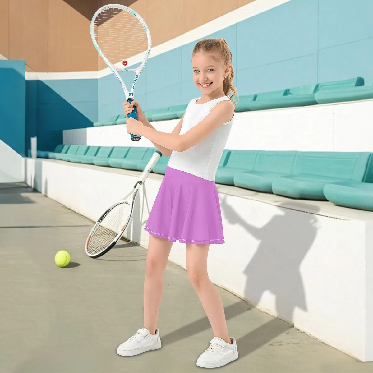 Orchid Purple Mädchen athletischer Rock mit integrierten Shorts, aktiver Skort für Kleinkinder, Mädchen, Sportröcke für Kinder