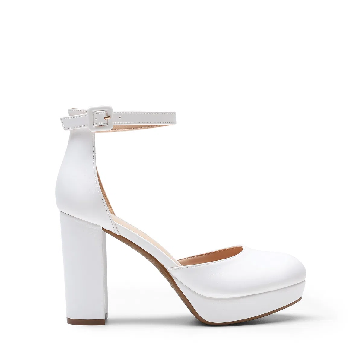 DREAM PAIRS Damen Plateau High Heels Chunky Blockabsatz Knöchelriemchen Elegante Party Brautschuhe Hochzeitsschuhe