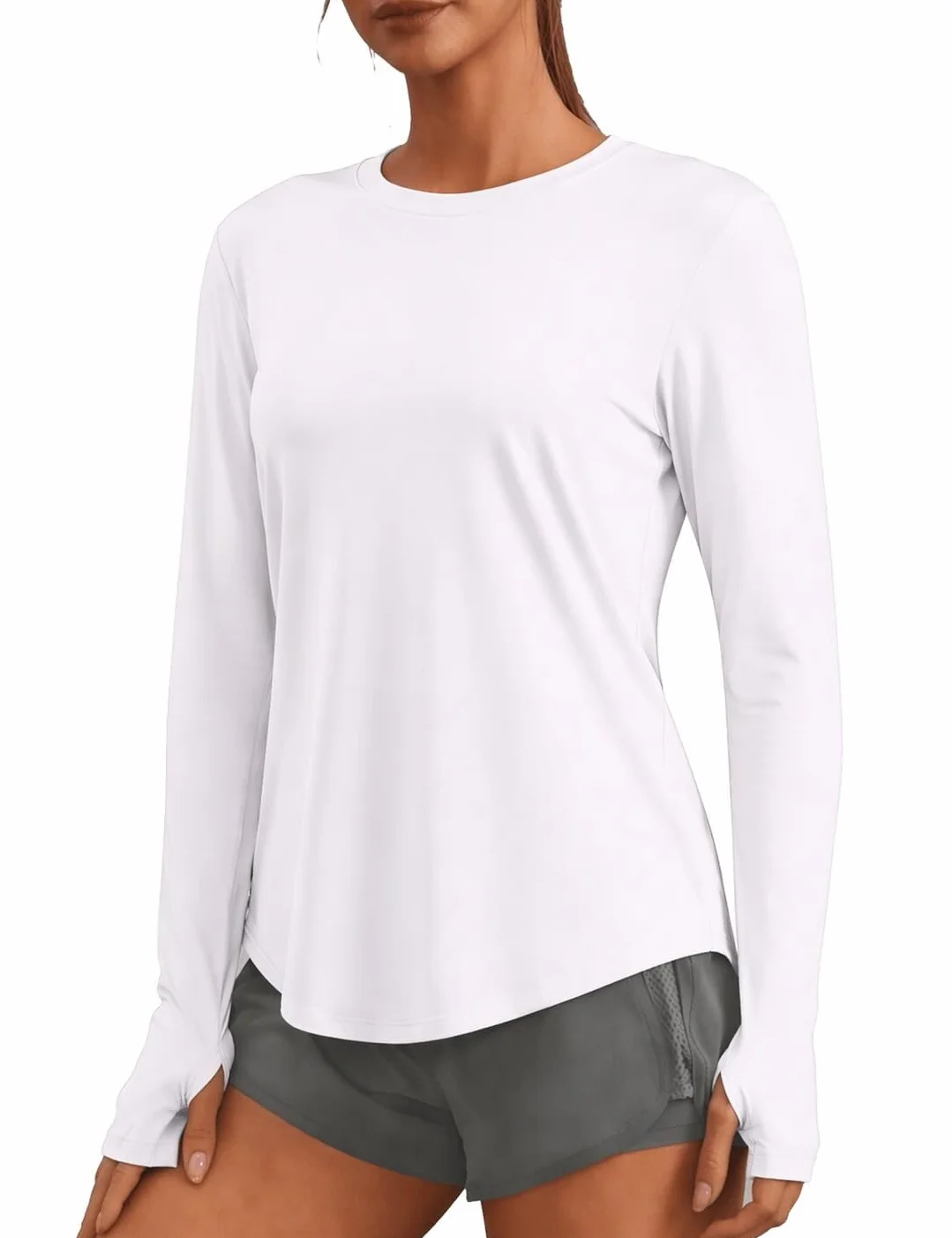 PINSPARK Damen Sportshirt Langarm UPF 50 Sonnenschutz Gym Top Schnelltrocknend Laufshirt Atmungsaktiv Funktionsshirt Fitness Yoga Sport Oberteil