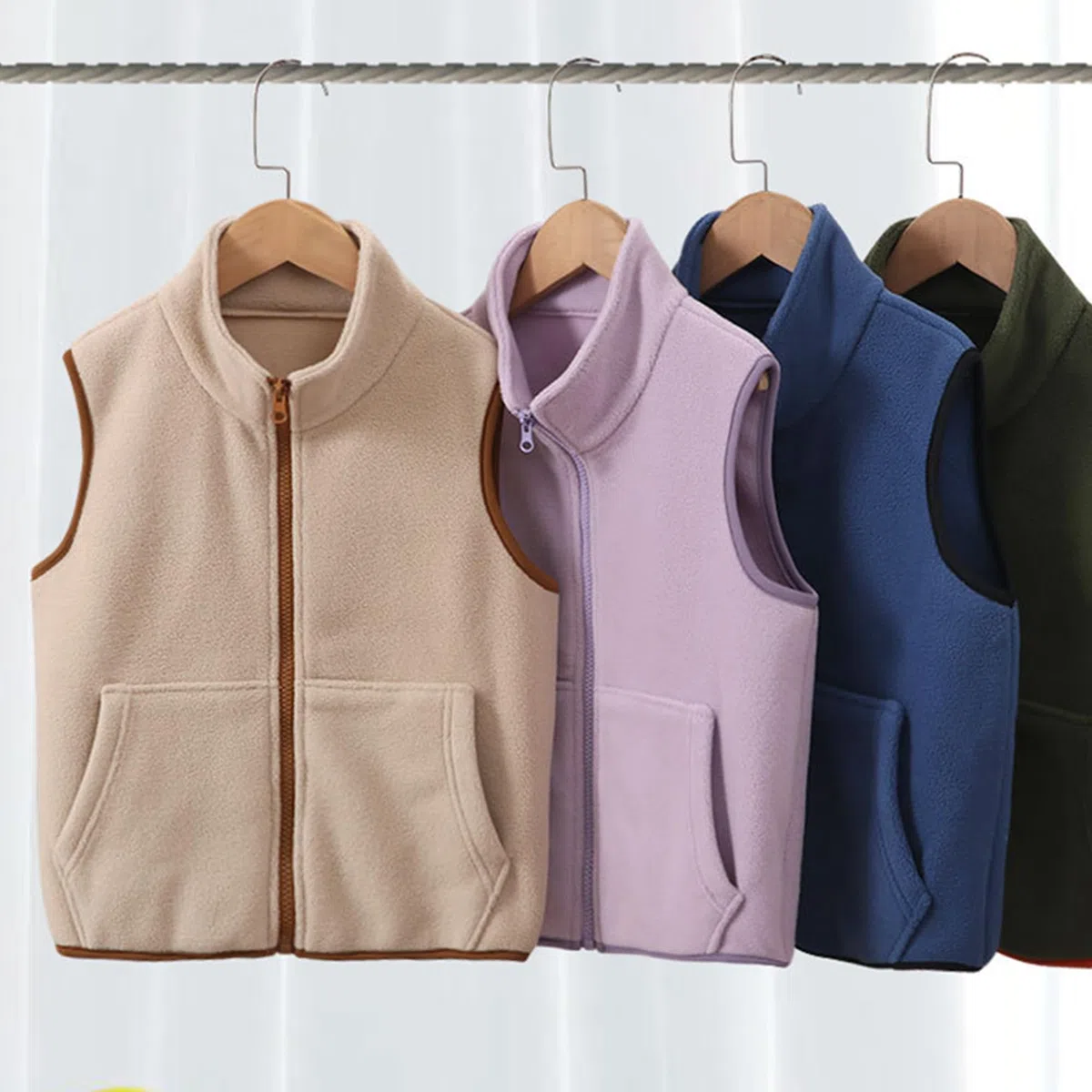 Eltern-Kind Polar Fleece Gilet Jungen Mädchen Weste Einfarbig Stehkragen Fleeceweste Reißverschluss Kinder Ärmellos Jacke