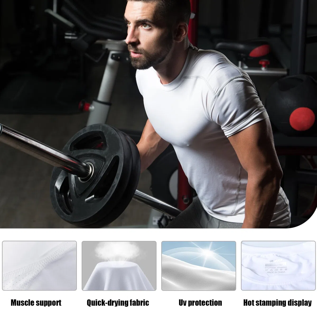 Kompressionsshirt Herren Kurzarm Achsel-Netzgewebe Atmungsaktiv Sport T-Shirt Schnelltrocknend Funktionsshirt Elastizität Hautfreundlich Tops Laufshirt Sportshirt Männer für Radfahren Fitness