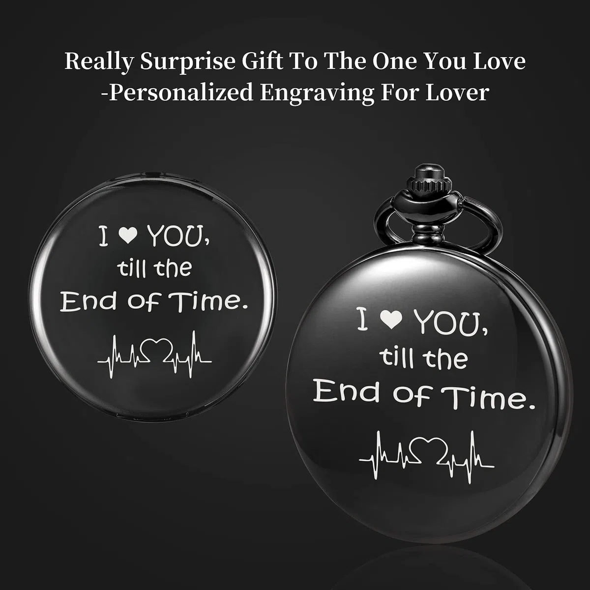 TREEWETO Herren Taschenuhr Geschenke für Ehemann Freund Geburtstag Valentinstag Hochzeitstag Vatertag Weihnachten, personalisierte Gravur für ihn