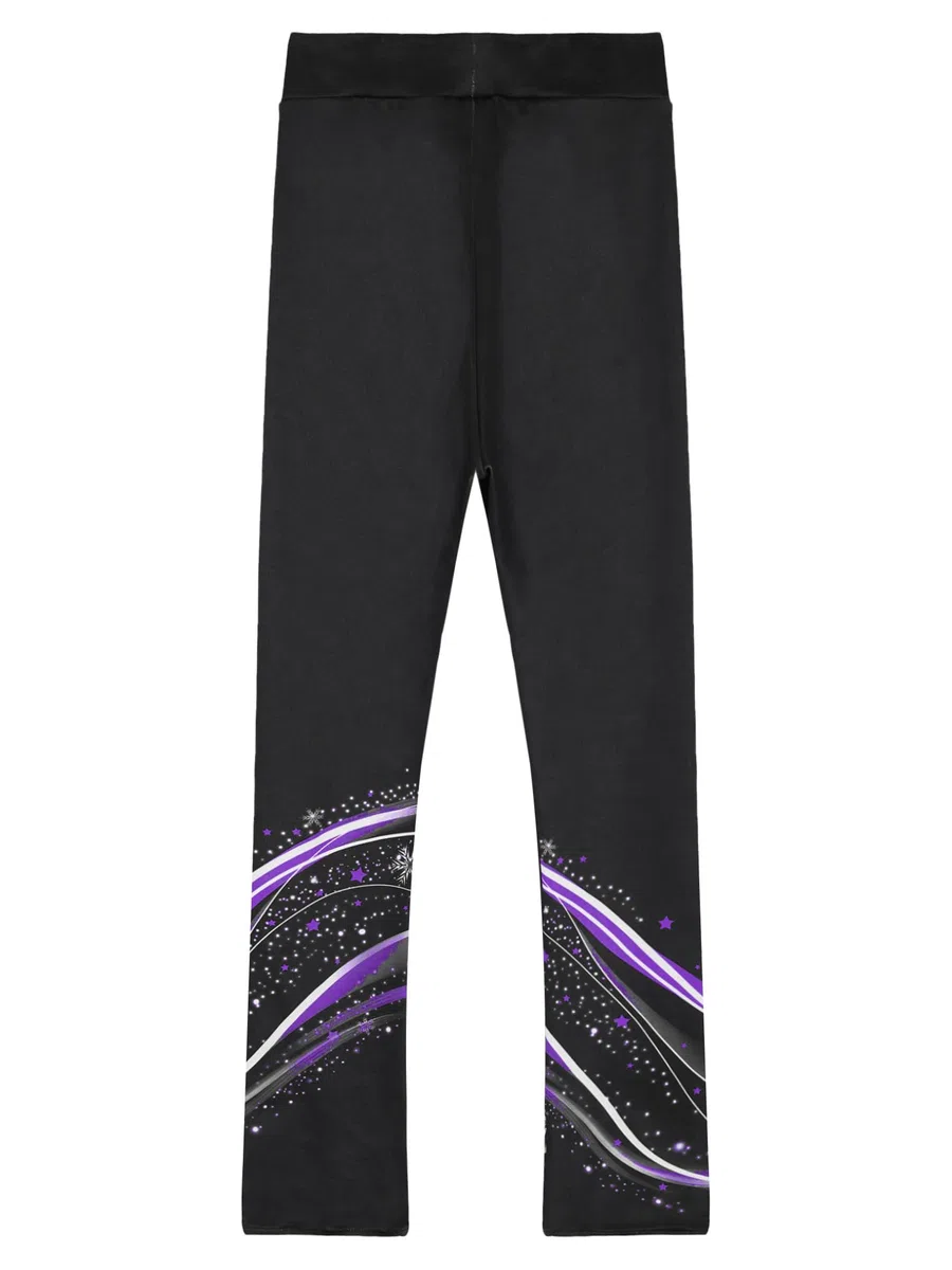 Freebily Kinder Mädchen Eislaufhose Glitzer Strass Eislauf Thermo Leggins Eislaufen Gymnastik Sport Training Hose