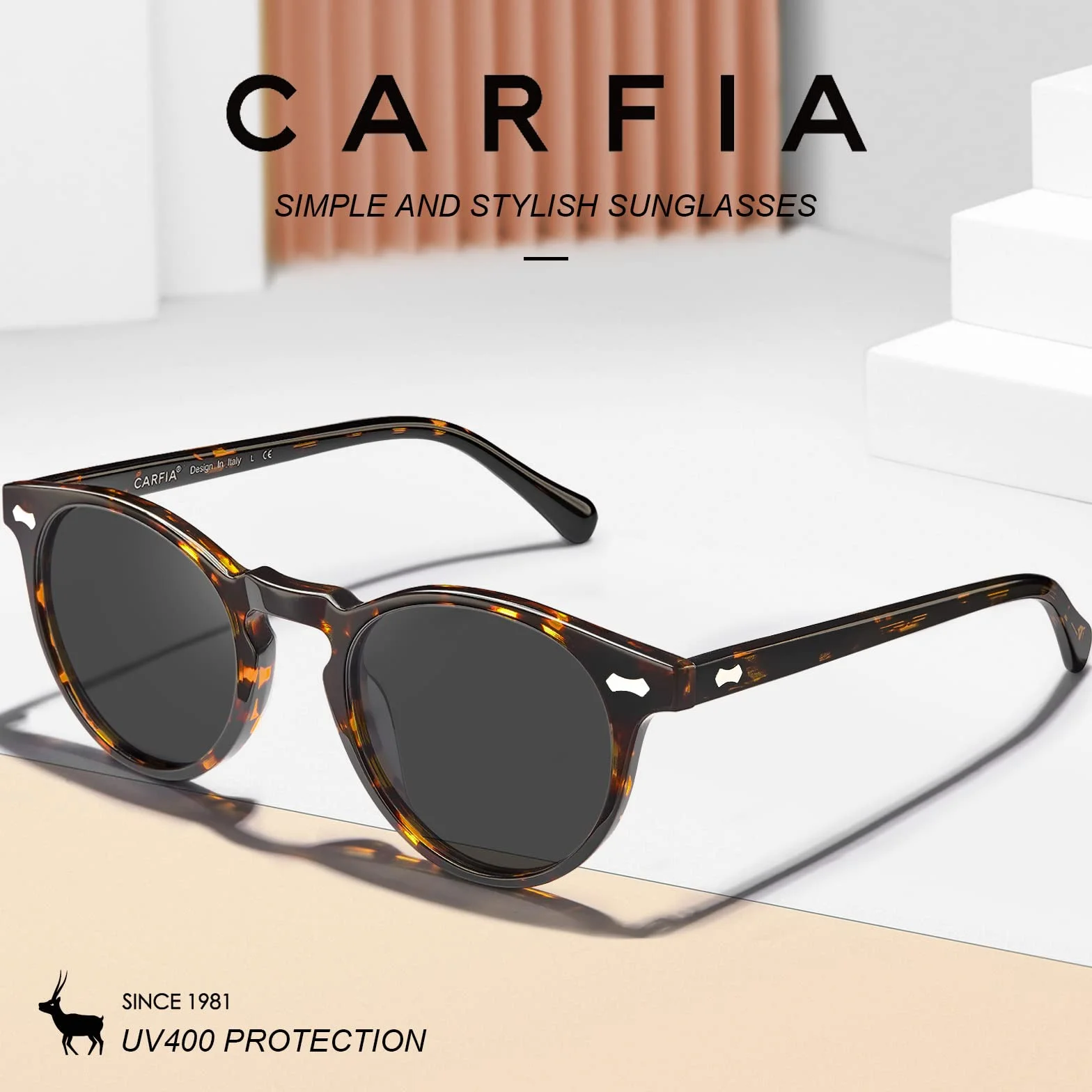 CARFIA Runde Sonnenbrille für Damen Polarisierte Frauen Sunglasses mit 100% UV Schutz